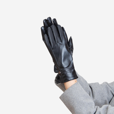 Gants classiques noirs en éco-cuir pour femmes - Accessoires