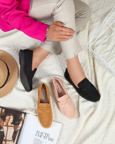 Mocassins femme en éco-suède couleur camel Daffer- Footwear