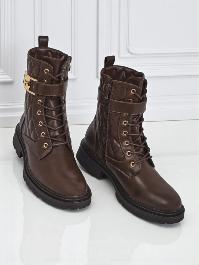 Bottines matelassées pour femmes en cuir écologique Sable Rose