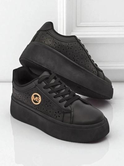 Sneakers plateforme femme Perseida Royalfashion noires cuir écologique