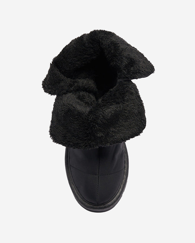 Bottes noires pour femmes a'la bottes de neige Kalioli- Footwear