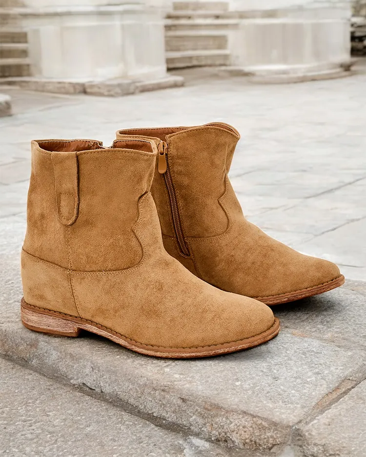 Royalfashion Bottines marron avec style cowboy sur cale couverte Patorias