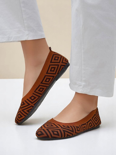 Royalfashion Ballerines en tissu pour femmes avec imprimé géométrique Metric