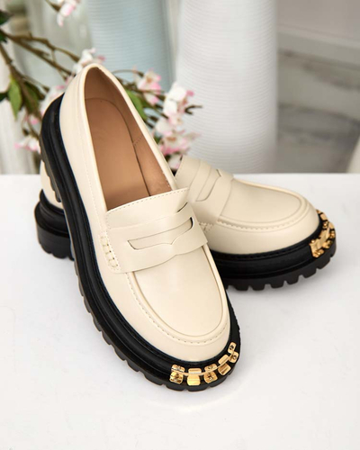 Mocassins pour Femmes Aurelia Beige à Plateforme de 5cm - Élégants et Confortables