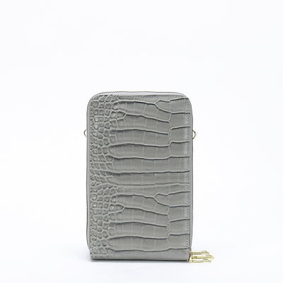 Mini porte-monnaie femme gris avec gaufrage - Accessoires