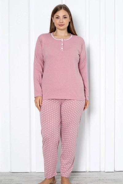 Royalfashion Pyjama Femme en Coton 2-Pièces à Pois TAILLE PLUS