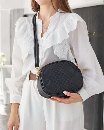 Royalfashion Petit sac à main ovale pour femmes en cuir éco.