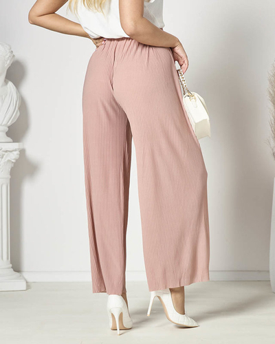 Pantalon palazzo large à plis pour femme en rose foncé - Vêtements