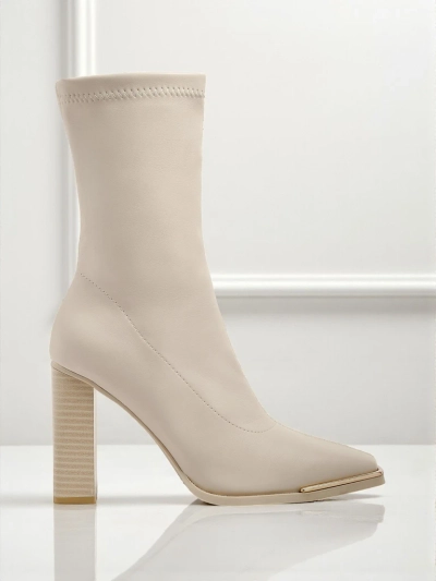 Bottines femme en cuir écologique à talons épais Morvella