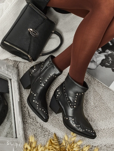 Bottines santiags à talons avec strass Glaciere