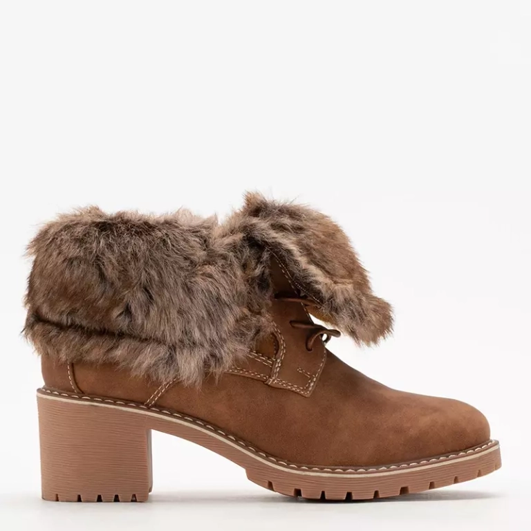 OUTLET Bottines à lacets femme marron sur tige basse Kalera - Chaussures