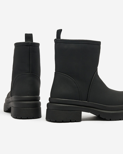Royalfashion Bottes noires mattes pour femme avec semelle plus épaisse Holeopi