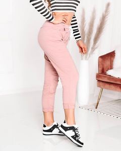 Pantalon en tissu rose clair pour femme - Vêtements