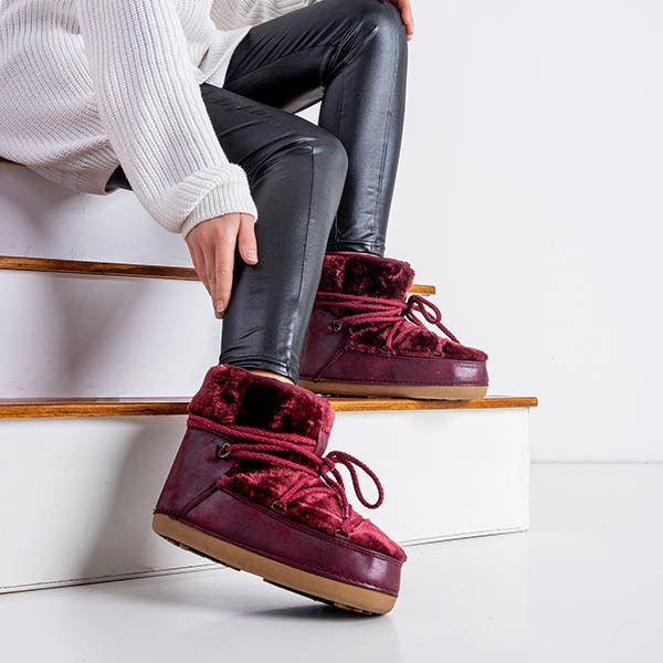Bottes de neige à plateforme bordeaux - Chaussures