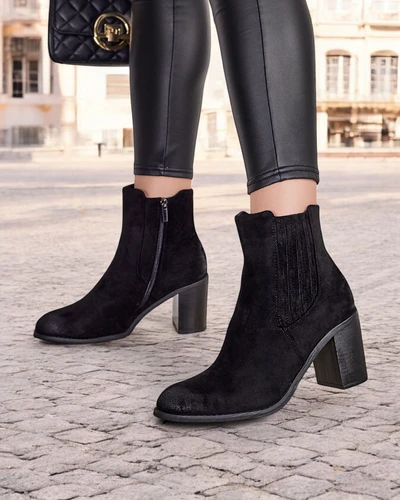 Bottines pour femmes en éco-suède Royalfashion à talon bloc Cesios