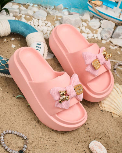 Royalfashion Tongs en caoutchouc pour femme avec nœud décoratif Nilm