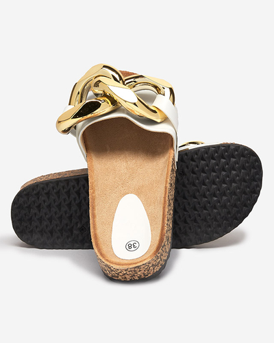 Chaussons blancs pour femme avec une décoration Sofig-Footwear