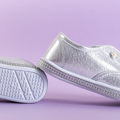 OUTLET Baskets à enfiler enfant argentées avec perles Merin - Footwear