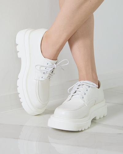 Chaussures basses femme en éco-cuir blanc avec laçage Gerin - Footwear