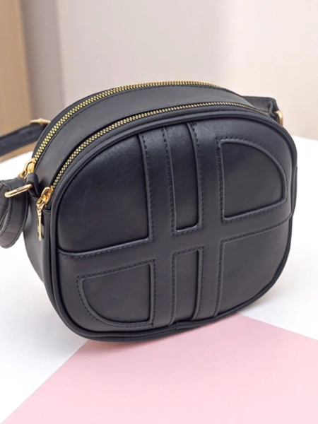 Royalfashion Petit sac à main rond pour femme en cuir écologique Riva Circle