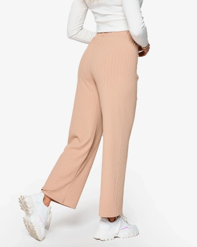 Pantalon large côtelé pour femme marron clair - Vêtements