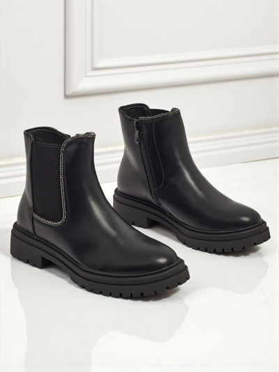 Bottines en cuir écologique avec zircons Novira