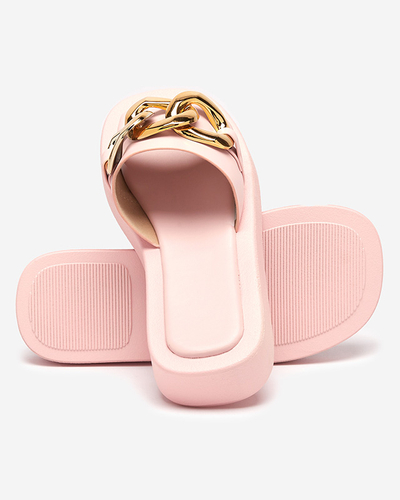 Chaussons femme rose avec chaîne dorée Reteris - Chaussures