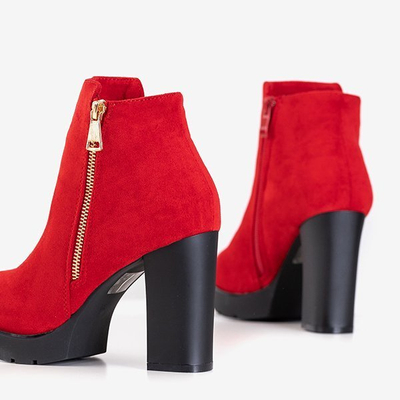 Bottines pour femmes rouges avec une fermeture éclair décorative Tantana - Footwear