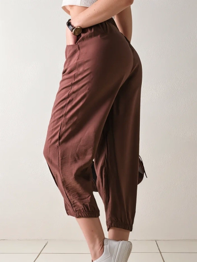 Royalfashion Pantalons droits en tissu pour femmes 7/8