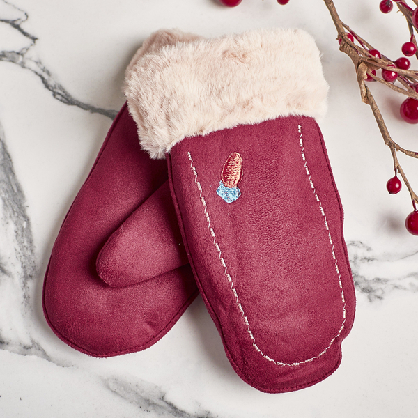 Mitaines enfant marron sur ficelle et avec un doigt - Mitaines