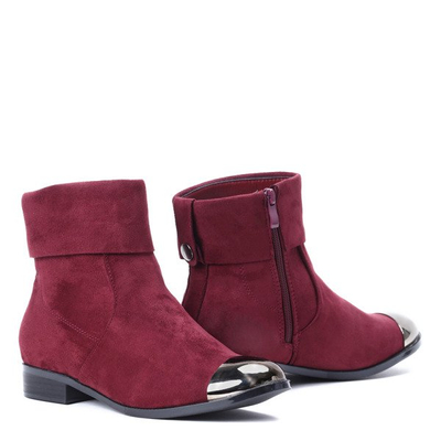 Burgundowe sztyblety z metalicznym noskiem Yoon- Obuwie