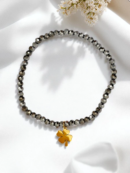 Royalfashion Bracelet pour femme avec breloque trèfle