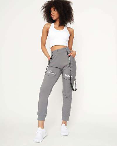 Pantalon cargo pour femme gris avec bretelles - Vêtements