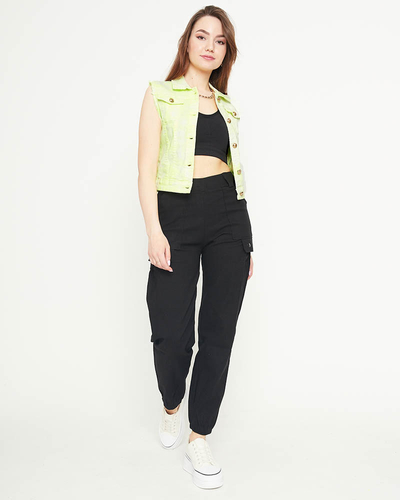 Gilet en jean jaune femme - Vêtements