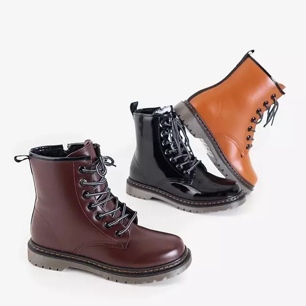 OUTLET Bottines en éco-cuir marron foncé pour femmes Lesita - Chaussures