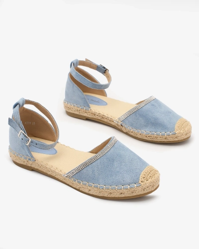 Royalfashion Espadrilles pour femmes avec zircons en bleu Rieta