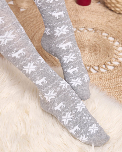 Chaussettes longues de Noël gris clair pour femmes - Sous-vêtements