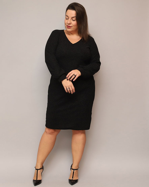 Royalfashion Robe pailletée pour femme avant le genou en noir PLUS SIZE