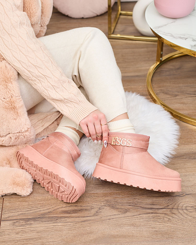 Royalfashion Chaussures pour femmes marron clair a'la bottes de neige avec ornement Parisela