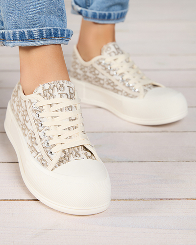 OUTLET Baskets à plateforme pour femmes à motifs de couleur beige Berika - Footwear