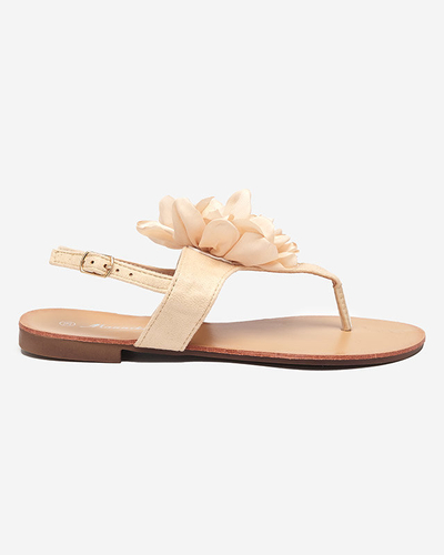 Sandales beiges pour femmes avec une fleur Nerikala - Chaussures
