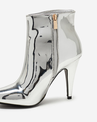 OUTLET Bottes à talons aiguilles laquées argent Macalli- Footwear