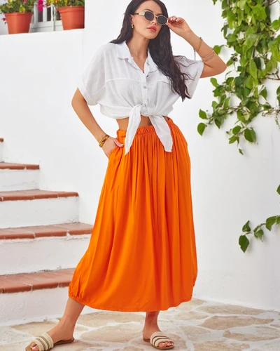 Jupe midi en viscose Royalfashion pour femmes légère d'été avec deux poches