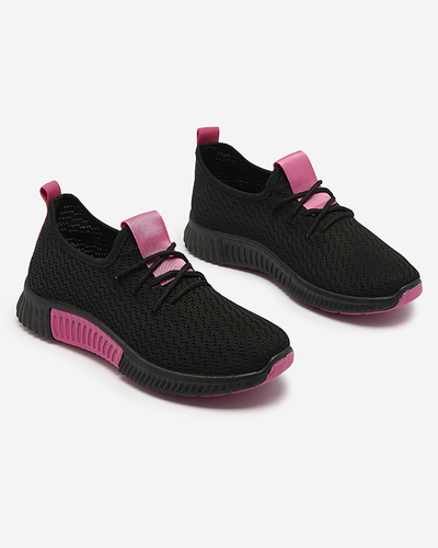 Chaussures de sport noires pour femmes avec empiècements fuchsia Keteti - Chaussures