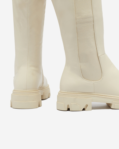 Bottes mi-mollets pour femmes crème Vebissa- Footwear