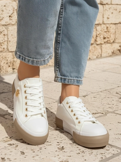 Baskets blanches en toile Aurelio pour femme