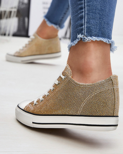 Baskets d'or pour femmes sur une ancre cachée avec fil brillant Seggat- Footwear