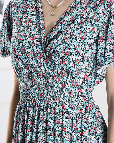 Robe midi fleurie pour femme en bleu- Vêtements