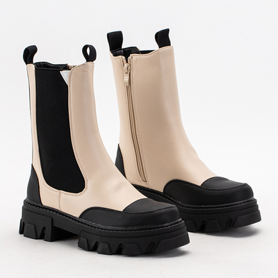 Bottes beiges pour femmes sur une semelle massive Rosidi - Chaussures