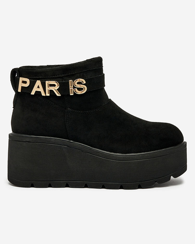 Royalfashion Noir bottes femmes a'la bottes de neige avec ornement Parisela